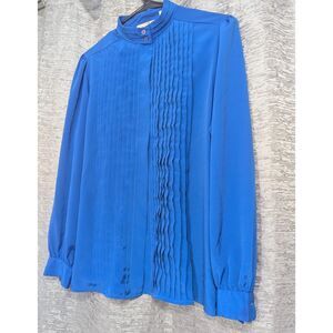 Chimney Ridge Royal‎ Blue Women's Blouse Button Down Size 14